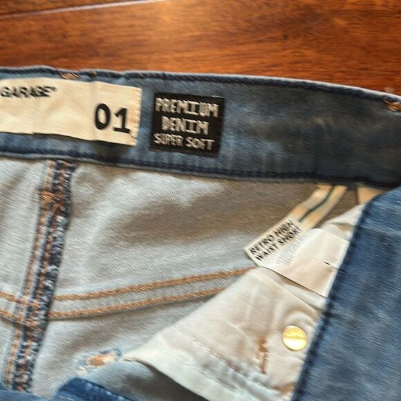 Garage Retro High Waist Blue Jean Shorts Size 01 - Picture 6 of 7